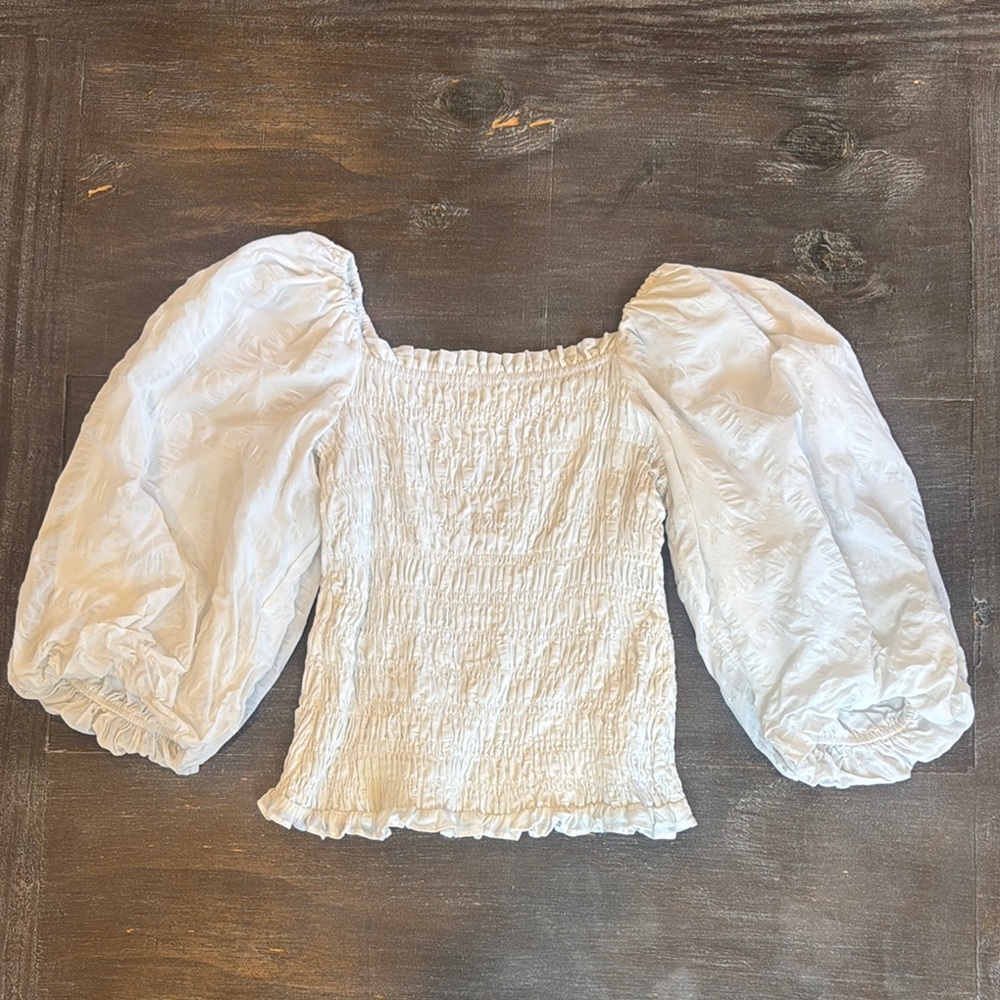 Maeve White Puff Sleeve Blouse